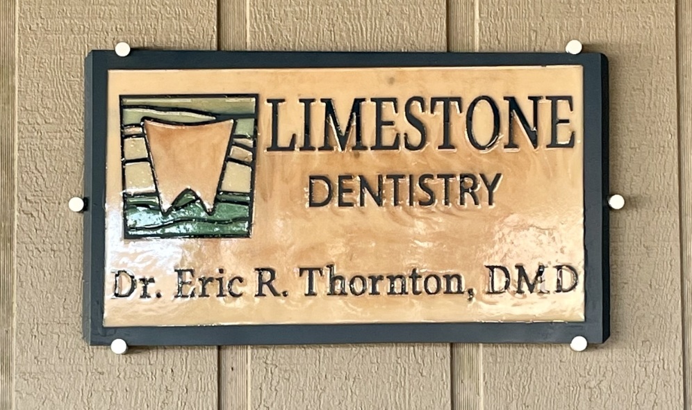 Limestone Dentistry sign on dental office door