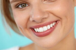 Closeup of woman with a beautiful smile thanks to cosmetic dentistry in Jeffersonville