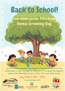 Flyer for Limestone Dentistry's K-5 Dental Day